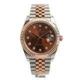 Đồng Hồ AF 8132D/08 - 40mm Choco Sunburst Dial Fluted Silver Gold - ảnh 1