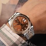 Đồng Hồ AF 8132D/08 - 40mm Choco Sunburst Dial Fluted Silver Gold - ảnh 3