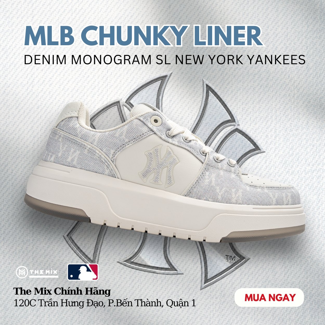 [MLB] Chunky Liner Denim Monogram SL ★すぐ品切れ★ MLB Chunky Liner Denim Monogram SL New York Yankees