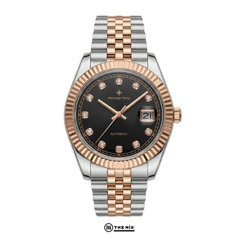 Đồng Hồ AF 8132D/01 - 40mm - Black Sunburst Dial Fluted Silver Gold