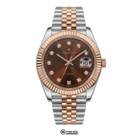 Đồng Hồ AF 8132D/08 - 40mm Choco Sunburst Dial Fluted Silver Gold