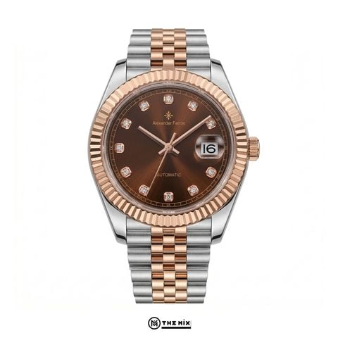 Đồng Hồ AF 8232D/08 - 38mm Choco Sunburst Dial Fluted Silver Gold