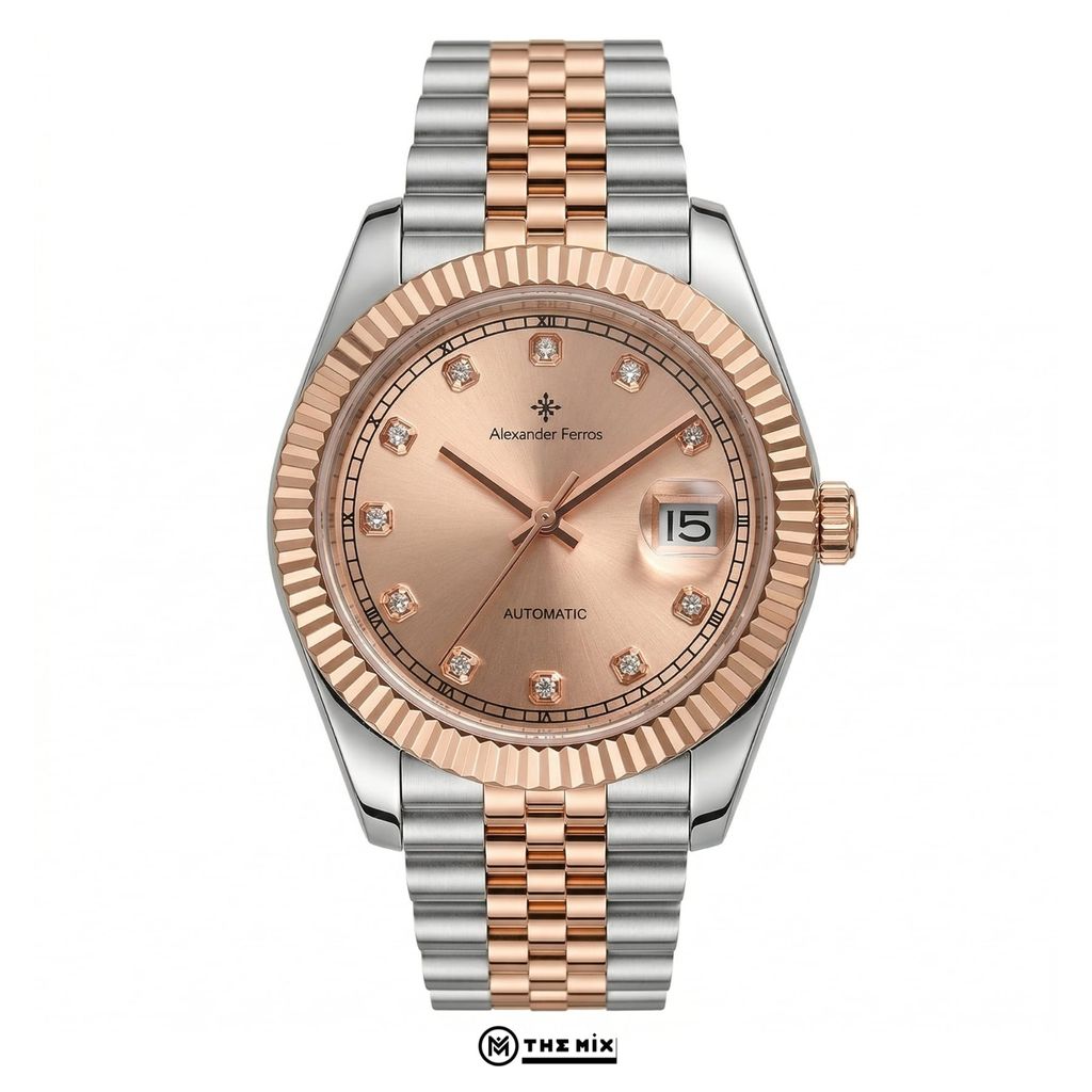 Đồng Hồ AF 8232D/15 - 38mm Light Sunburst Dial Fluted Silver Gold