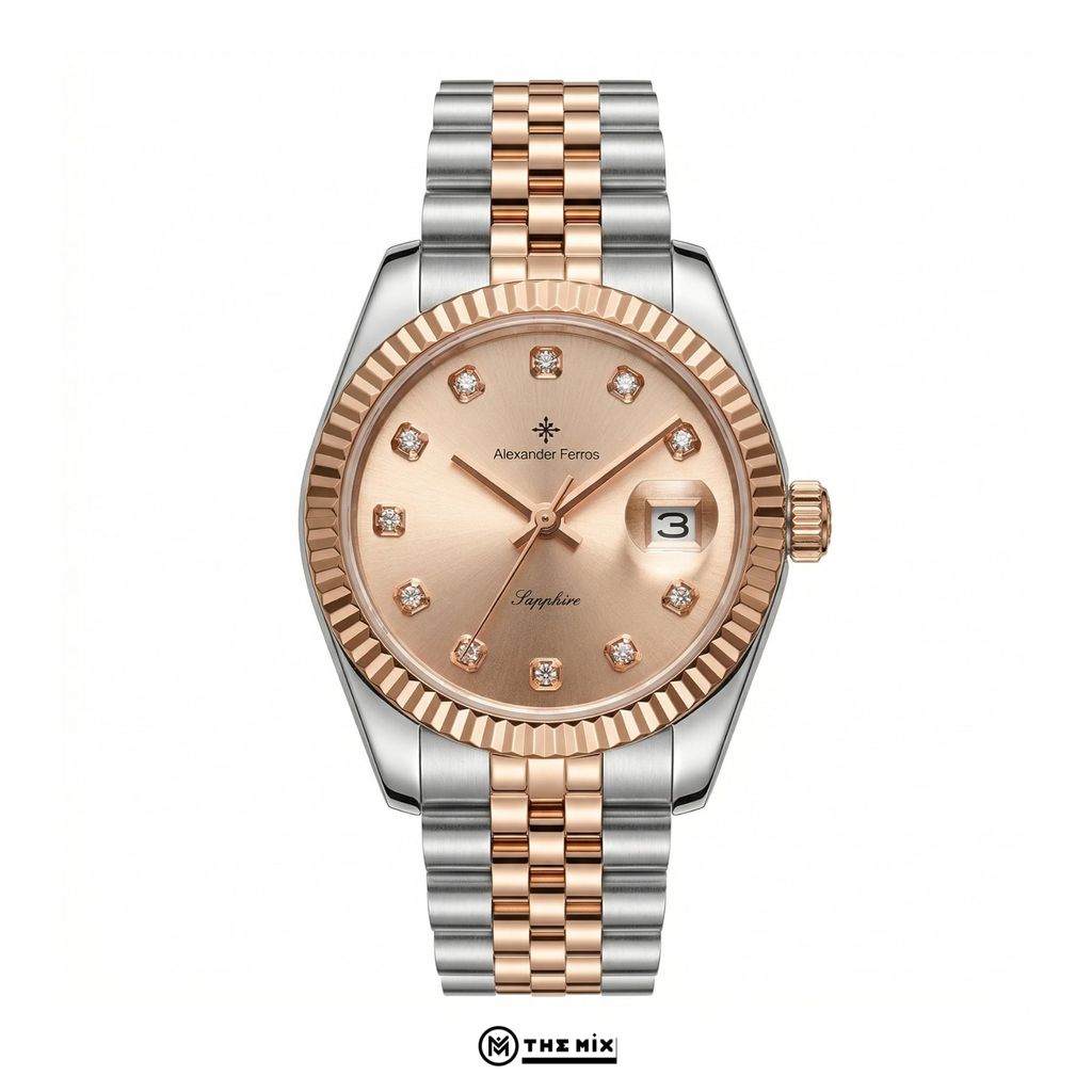 Đồng Hồ AF 8222D/16 - 31mm Light Sunburst Dial Fluted Silver Gold