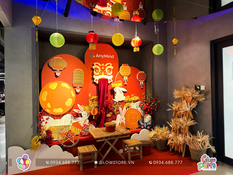 Trang Trí Backdrop Trung Thu – Tiểu Cảnh Dân Gian Cho Văn Phòng Doanh Nghiệp 