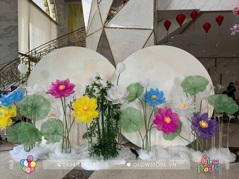  Trang trí trọn gói Background Trung Thu mẫu 611 - Tiểu Cảnh Hoa Sen Khổng Lồ 