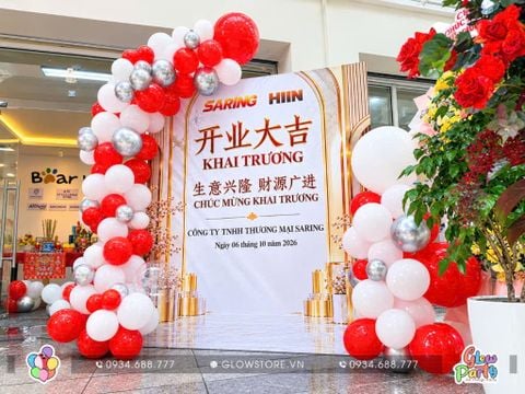 Trang trí trọn gói Background mẫu 653 Khai Trương - Grand Opening 