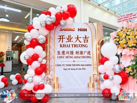 Trang trí trọn gói Background mẫu 653 Khai Trương - Grand Opening