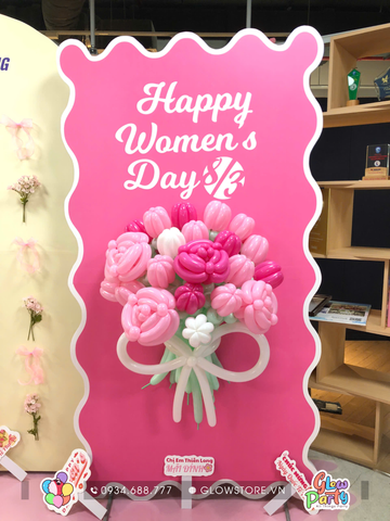 Backdrop ngày phụ nữ 2,5 x 2,4m cùng hoa bóng tại Thiên Long 