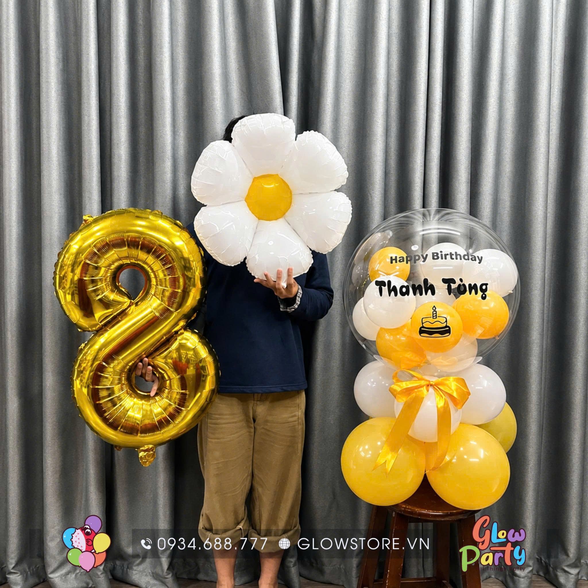 Bóng Jumbo mini cao 80cm - kèm Bóng số và hoa cúc