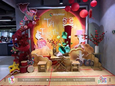 Trang Trí Backdrop Trung Thu – Tiểu Cảnh Dân Gian Cho Văn Phòng Doanh Nghiệp
