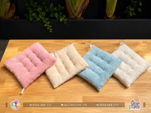 đệm ngồi bệt nệm lông lót chần bông 4 màu pastel hồng kem xanh trắng trang trí tiệc sinh nhật picnic ngoài trời giá rẻ