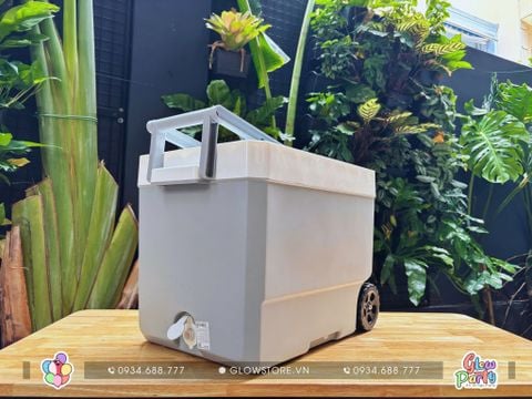 Cho thuê thùng đựng đá giữ nhiệt dung tích 35 lít chất liệu nhựa cao cấp màu xám có và tay kéo tiện lợi cho sự kiện