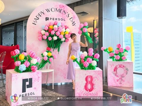 Gói Trang Trí Backdrop Chữ U & Hộp Hoa – Vườn Hoa Tulip Bong Bóng Rạng Rỡ Tôn Vinh Phái Đẹp 