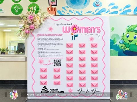 Gói trang trí backdrop 8-3 kích thước 2m x 2m4 gắn phong thư tương tác avery dennison give to gain bởi glow party 