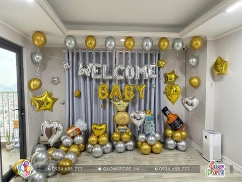 Trang Trí Trọn Gói Background Mẫu 630 - Welcome Baby 