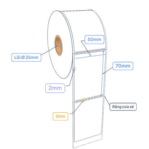 Decal giấy (50x70)mm x 50m