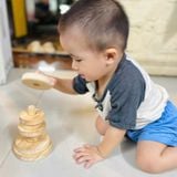 Đồ chơi xếp hình gỗ kim tự tháp, đồ chơi giáo dục Montessori, trò chơi giáo dục Chàng Trai Gỗ