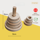 Đồ chơi xếp hình gỗ kim tự tháp, đồ chơi giáo dục Montessori, trò chơi giáo dục Chàng Trai Gỗ