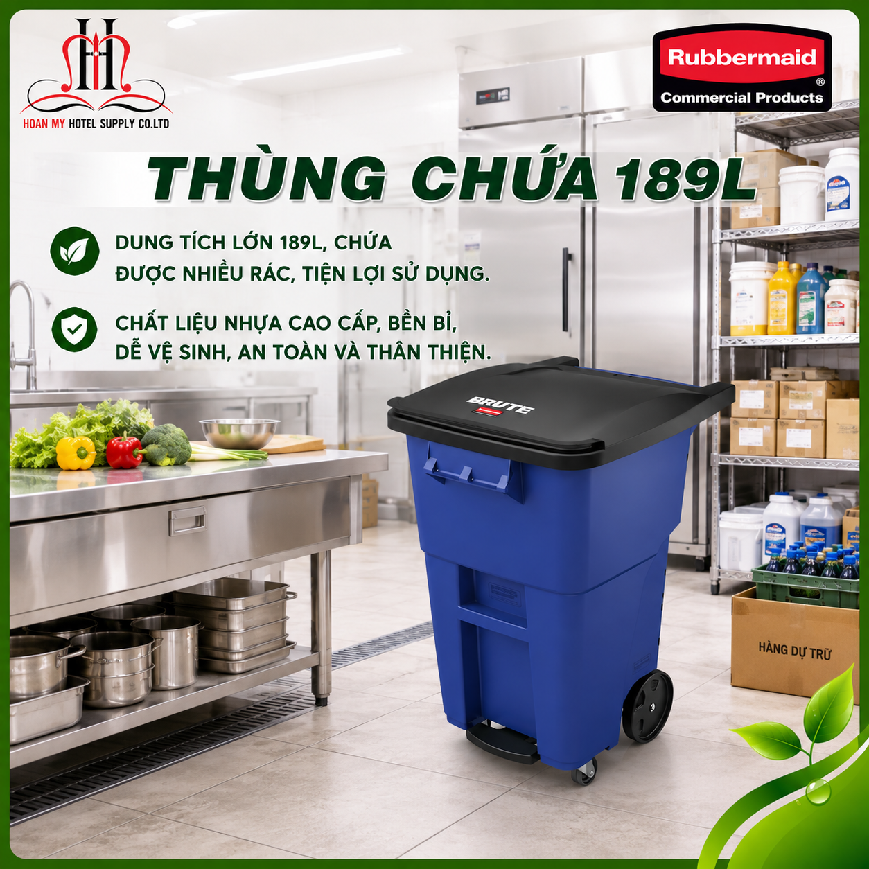  Thùng chứa hàng có đạp chân 189L 