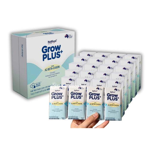 Thùng Sữa Bột Pha Sẵn Nutifood GrowPLUS A2 Beta-Casein 110ml/180ml - Dạng Thùng Tiện Lợi