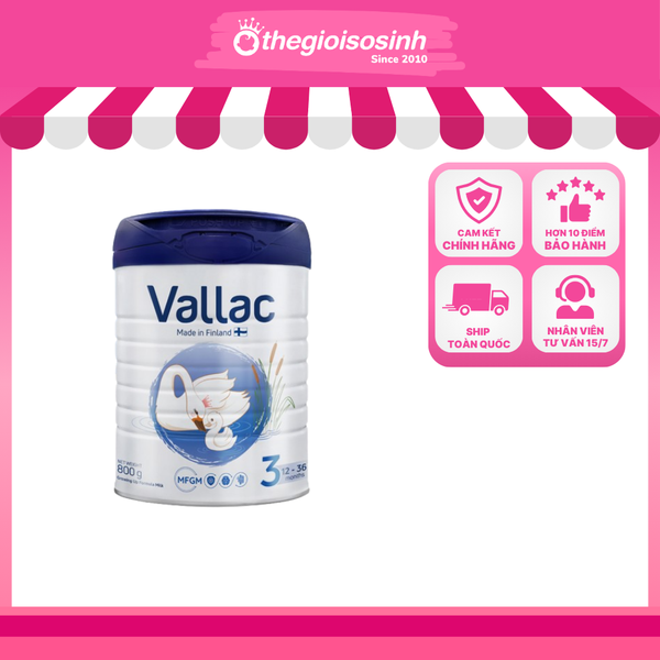 Xuất xứ Phần Lan - Sữa bột Vallac 800g số 1-2-3 cho bé 0-36 tháng