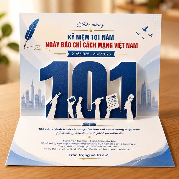 Thiết kế thiệp Báo Chí Cách Mạng Việt Nam 21/6 với phong cách hiện đại sang trọng