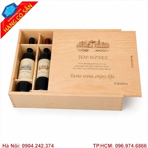 Hộp đựng chai rượu gỗ tự nhiên đẹp