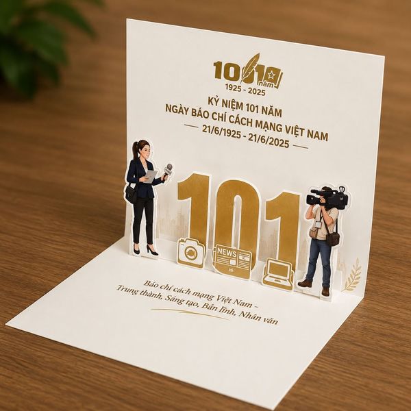 Thiệp Pop Up 3D kỷ niệm 101 năm Ngày Báo Chí Cách Mạng Việt Nam 21/6/2026 cao cấp