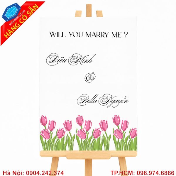 Bản trang trí tiệc cầu hôn thiết kế theo yêu cầu, biển tỏ tình phong cách hiện đại