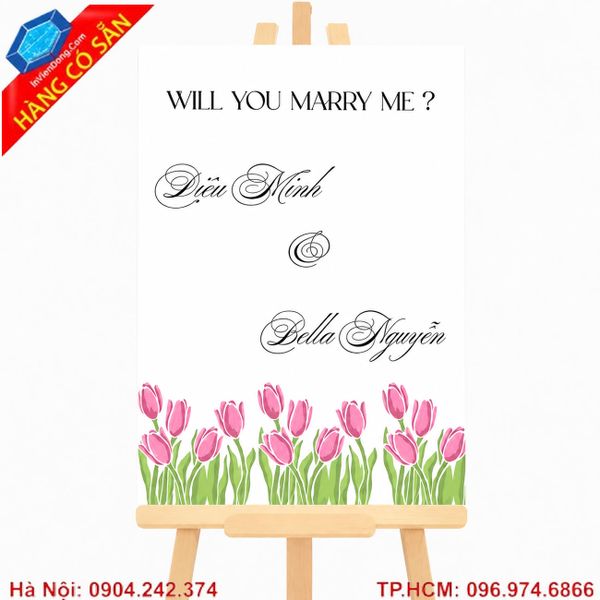 Bản trang trí tiệc cầu hôn thiết kế theo yêu cầu, biển tỏ tình phong cách hiện đại