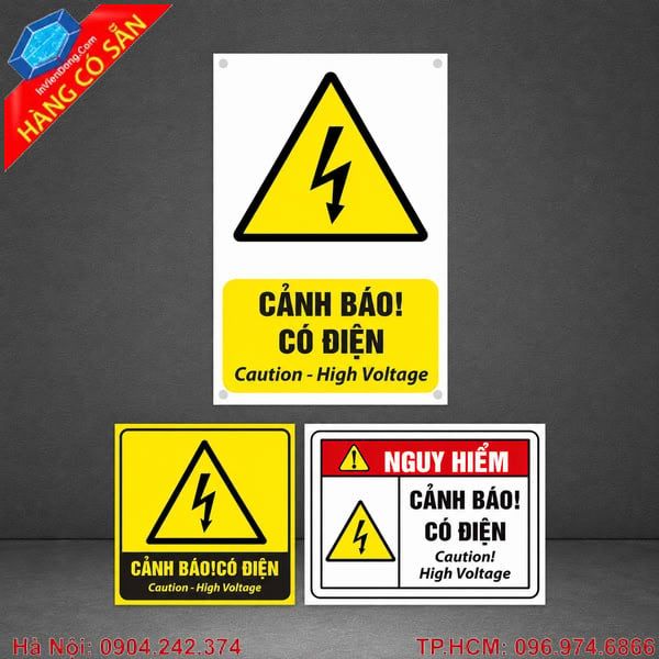 Biển cảnh báo có điện cao áp đảm bảo an toàn tại khu vực nguy hiểm