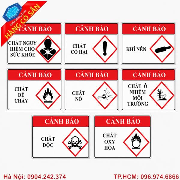 Biển báo hóa chất chất lượng cao dùng trong nhà máy và kho hóa chất