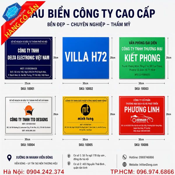 Biển công ty mica cao cấp in UV sắc nét