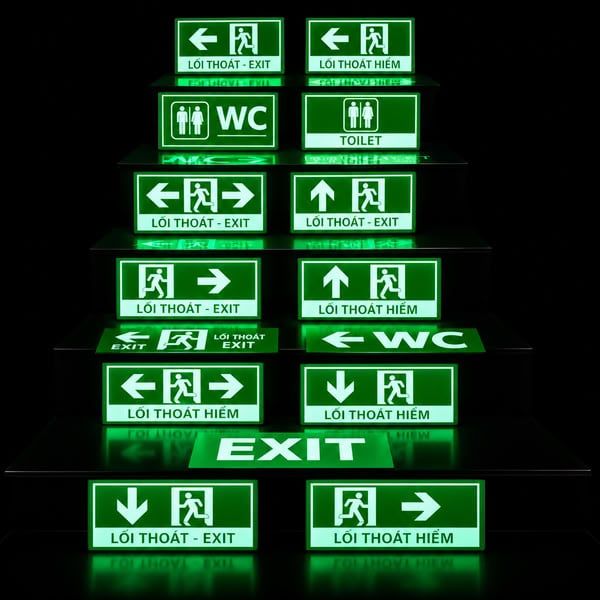 Biển EXIT Thoát Hiểm Phát Sáng Chuẩn PCCC, Chất Lượng Cao