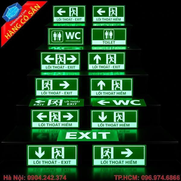 Biển EXIT phát sáng bằng mica bền đẹp, hiển thị rõ trong điều kiện thiếu sáng.