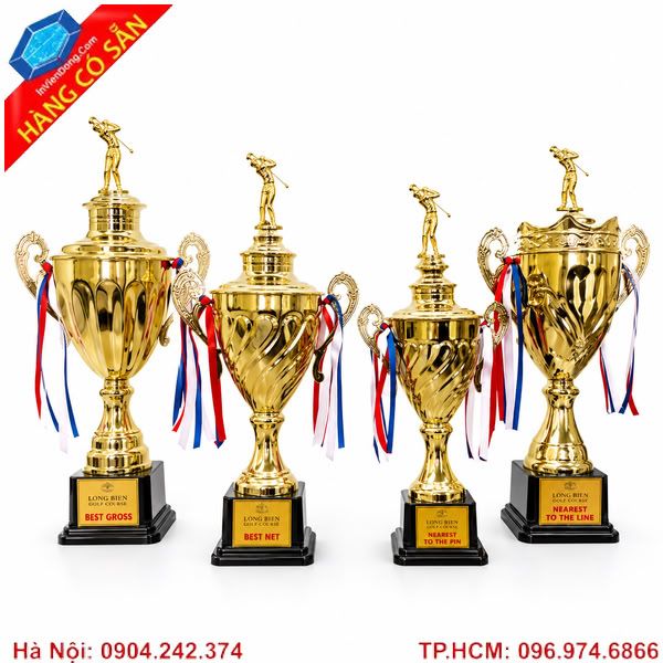 Cúp golf pha lê cao cấp khắc logo theo yêu cầu