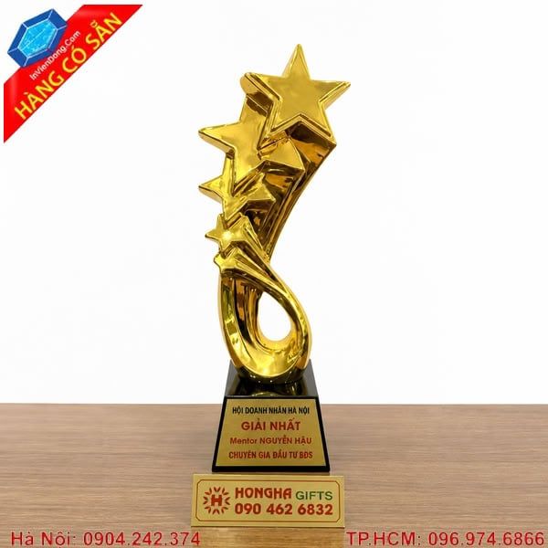 Cúp vinh danh ngành thẩm mỹ thiết kế sang trọng khắc logo theo yêu cầu