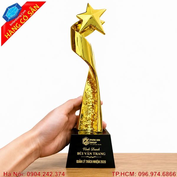 Cúp vinh danh ngành thẩm mỹ thiết kế sang trọng khắc logo theo yêu cầu