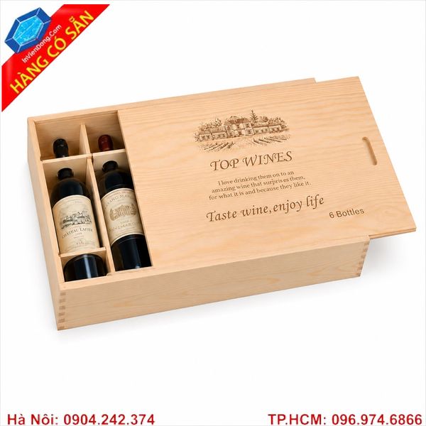 Hộp đựng chai rượu gỗ tự nhiên đẹp