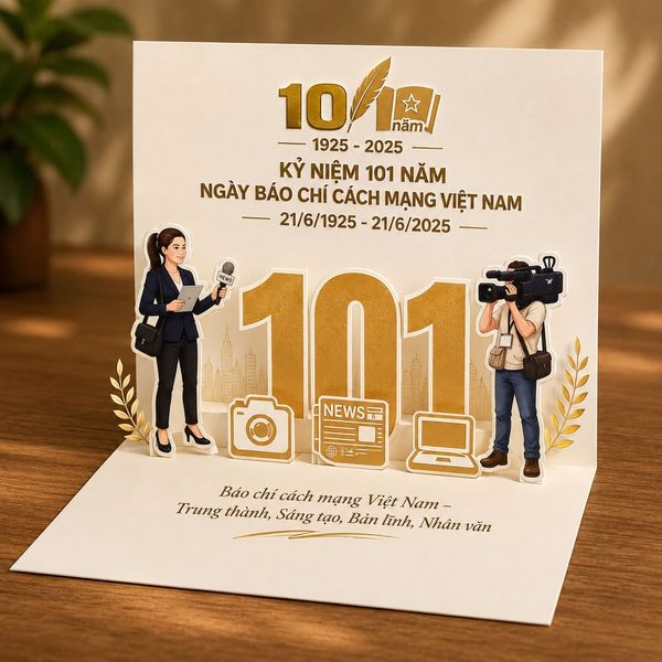 Thiệp Pop Up 3D kỷ niệm 101 năm Ngày Báo Chí Cách Mạng Việt Nam 21/6/2026 cao cấp
