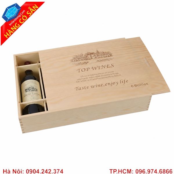 Hộp đựng chai rượu gỗ tự nhiên đẹp