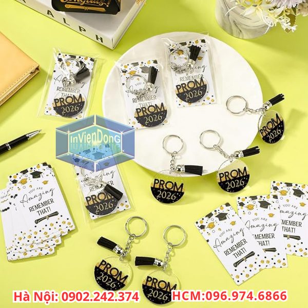 In Móc Khóa Prom Trong Suốt Lấp Lánh Giá Rẻ