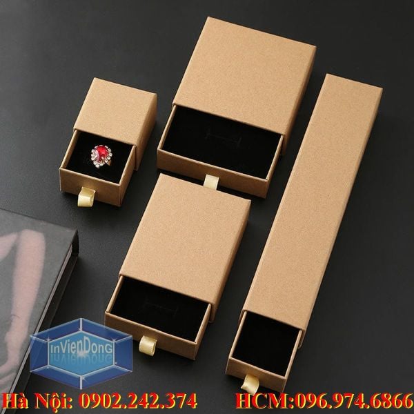 Sỉ Lẻ Hộp Giấy Kraft Ngăn Kéo Đựng Trang Sức Lót Nhung Giá Tận Xưởng Hà Nội