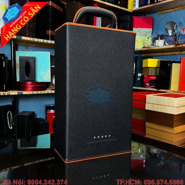 Hộp da đựng rượu vang thiết kế sang trọng