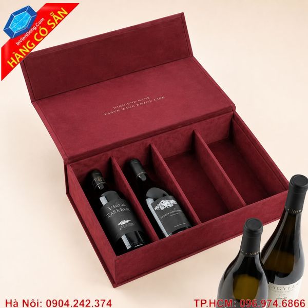 Hộp đựng rượu 4 chai thiết kế cao cấp