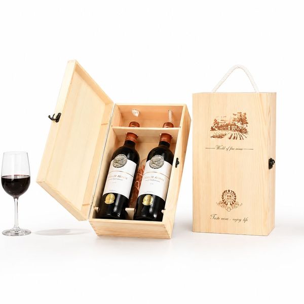 Hộp Gỗ Đựng Rượu Vang 1 Chai, 2 Chai Đẹp Sang Trọng Làm Quà Tặng