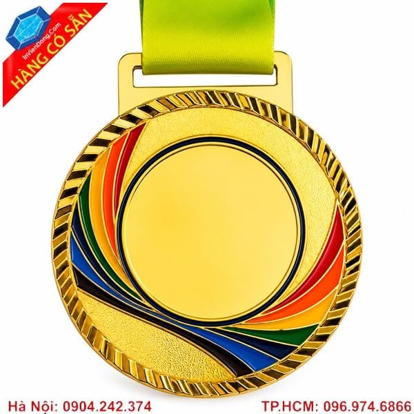 Huy chương vàng cao cấp mạ vàng sáng bóng dùng trao giải thể thao, giải chạy, hội thao và sự kiện doanh nghiệp.