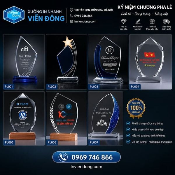 Top Các Mẫu Kỷ Niệm Chương Pha Lê Cao Cấp – Xưởng In Viễn Đông Giá Gốc