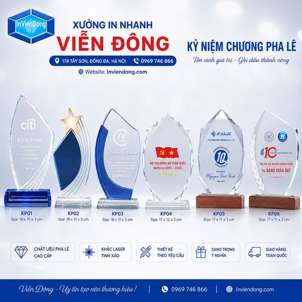 Kỷ niệm chương pha lê khắc laser sắc nét